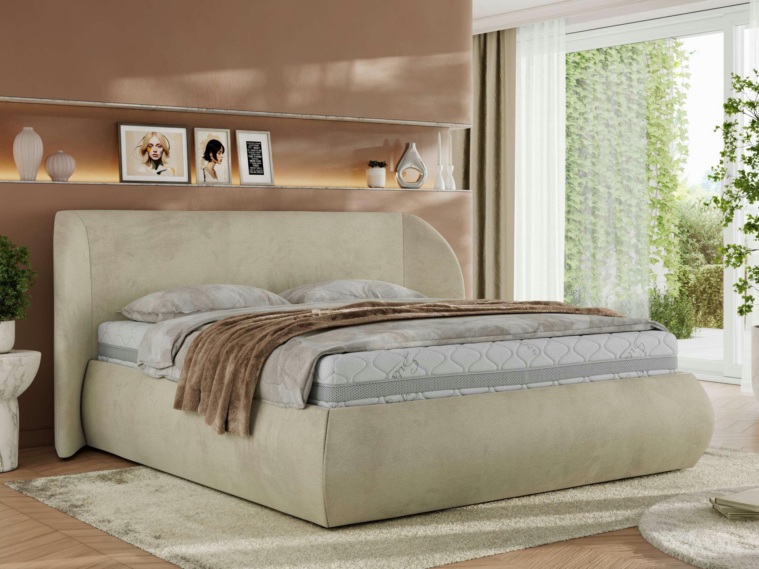 wohnli-moebel-suche-800001265030-1 POLSTERBETT CAELA CLASSIC 140/200 - Beige Velvet - Multipocket-Matratze Textil MKS Möbel > Betten > Polsterbetten Beige