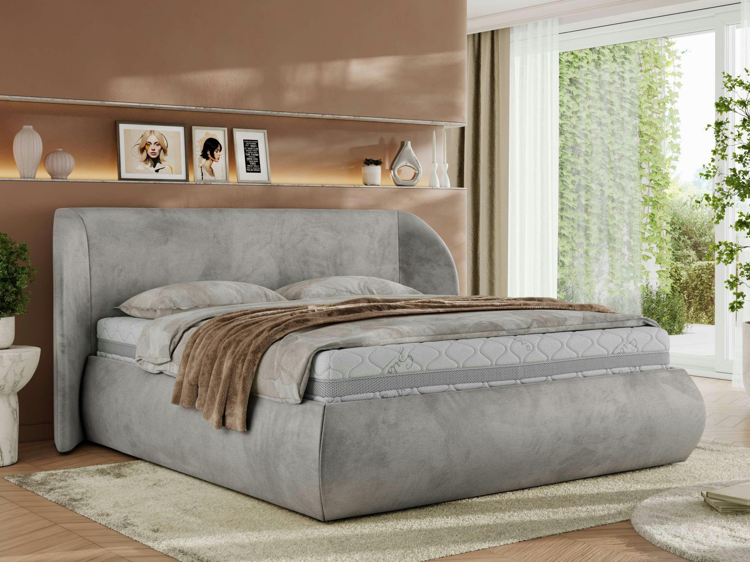 wohnli-moebel-suche-800001265046-1 POLSTERBETT CAELA CLASSIC 140/200 - Hellgrau Velvet - ohne Matratze Textil MKS Möbel > Betten > Polsterbetten Grau