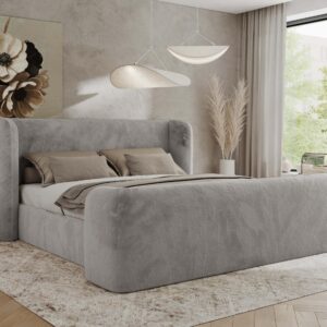 wohnli-moebel-suche-800001265127-1 POLSTERBETT EMORA CLASSIC DUO 160/200 - Hellgrau Plüsch - Multipocket-Matratze Textil MKS Möbel > Betten > Polsterbetten Grau