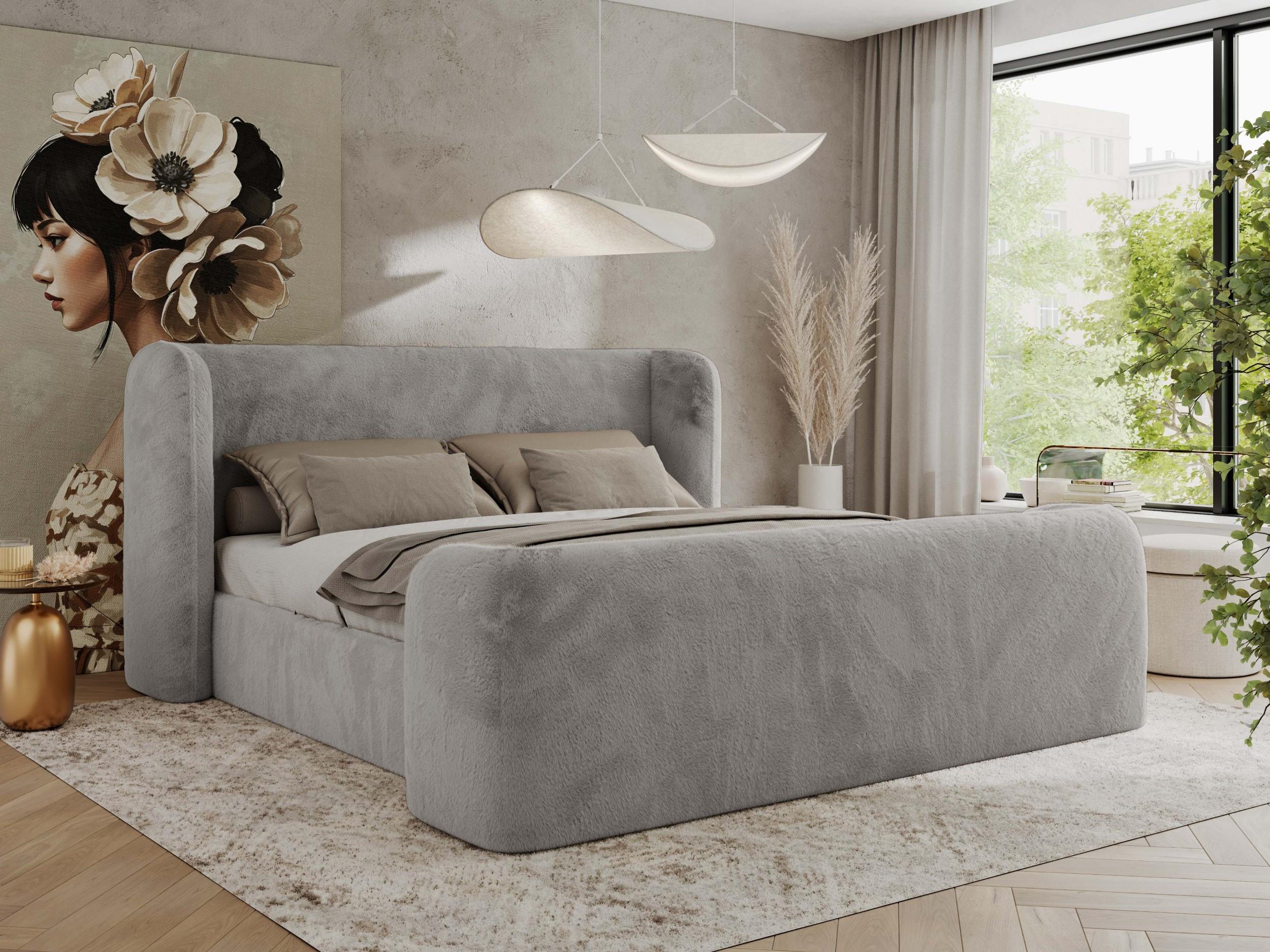 wohnli-moebel-suche-800001265127-1 POLSTERBETT EMORA CLASSIC DUO 160/200 - Hellgrau Plüsch - Multipocket-Matratze Textil MKS Möbel > Betten > Polsterbetten Grau