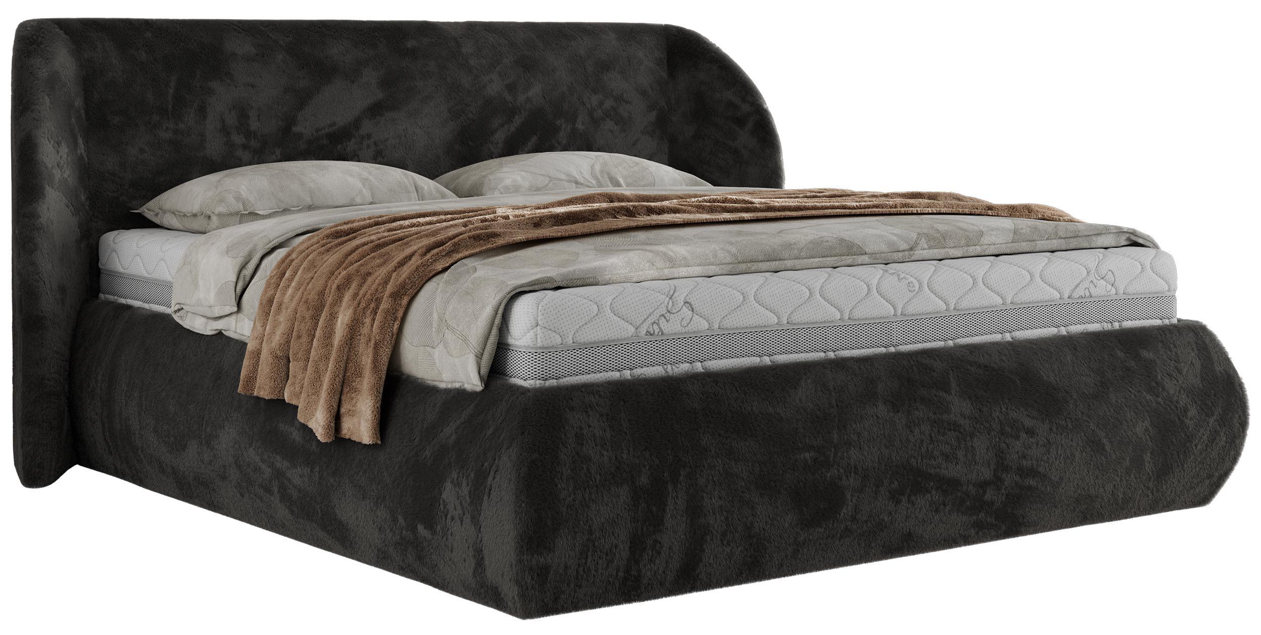 Wohnli Möbelsuche - POLSTERBETT CAELA CLASSIC 160/200 - Dunkelgrau Plüsch - ohne Matratze