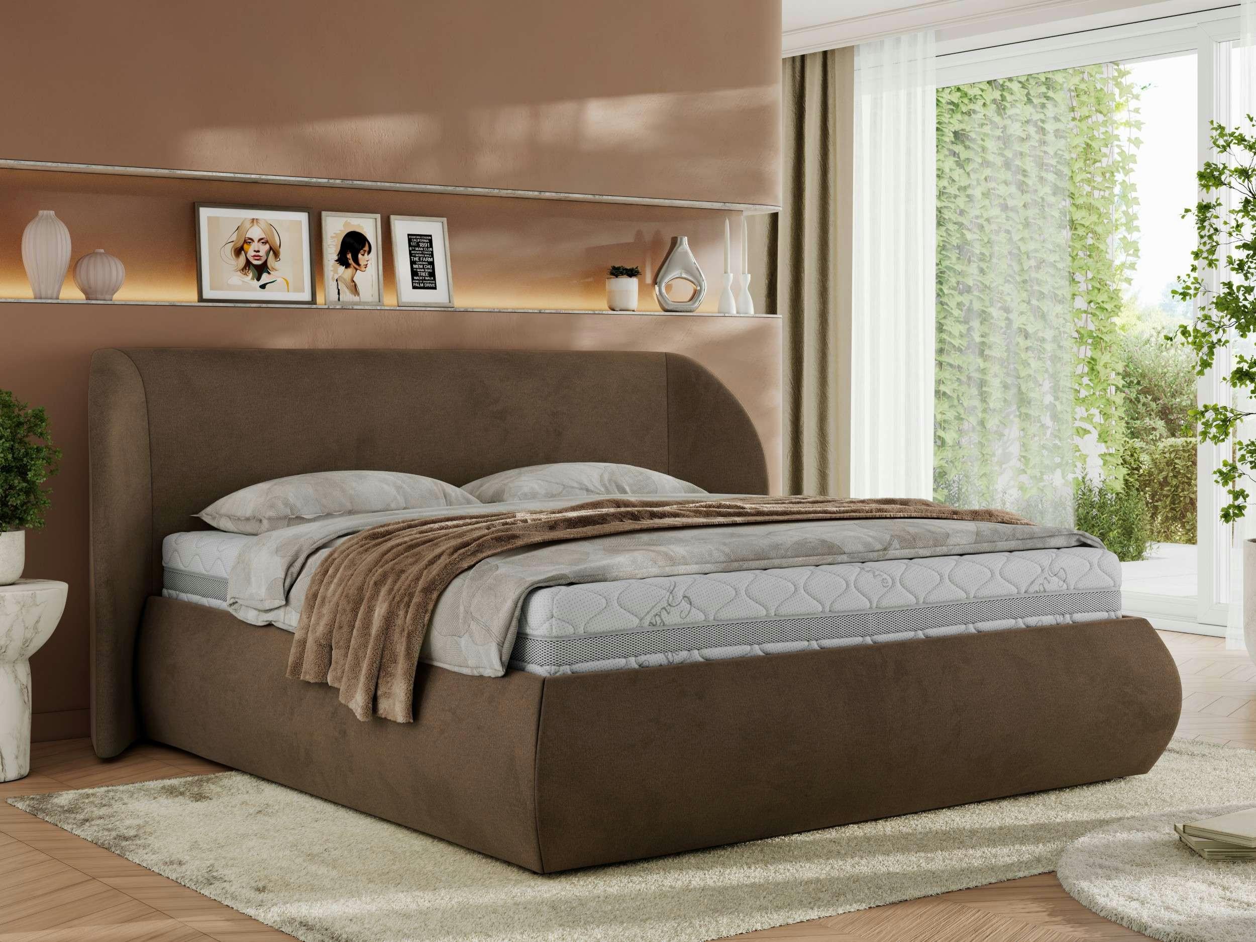 wohnli-moebel-suche-800001265173-1 POLSTERBETT CAELA CLASSIC 140/200 - Braun Velvet - Multipocket-Matratze Textil MKS Möbel > Betten > Polsterbetten Braun