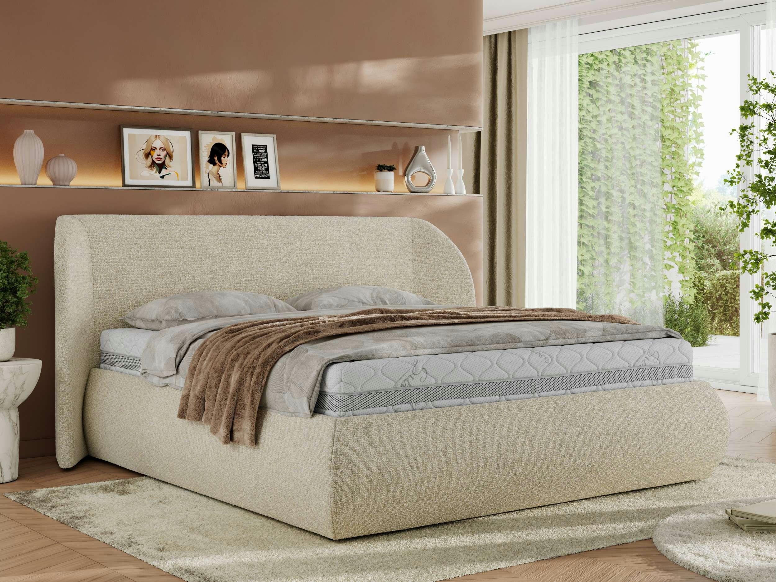 POLSTERBETT CAELA CLASSIC 140/200 - Creme Strukture - Schaum-Matratze Textil MKS Möbel > Betten > Polsterbetten Weiß
