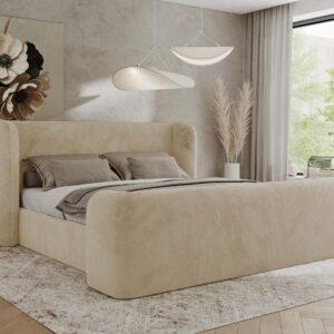 wohnli-moebel-suche-800001265197-1 POLSTERBETT EMORA CLASSIC DUO 200/200 - Creme Plüsch - ohne Matratze Textil MKS Möbel > Betten > Polsterbetten Weiß