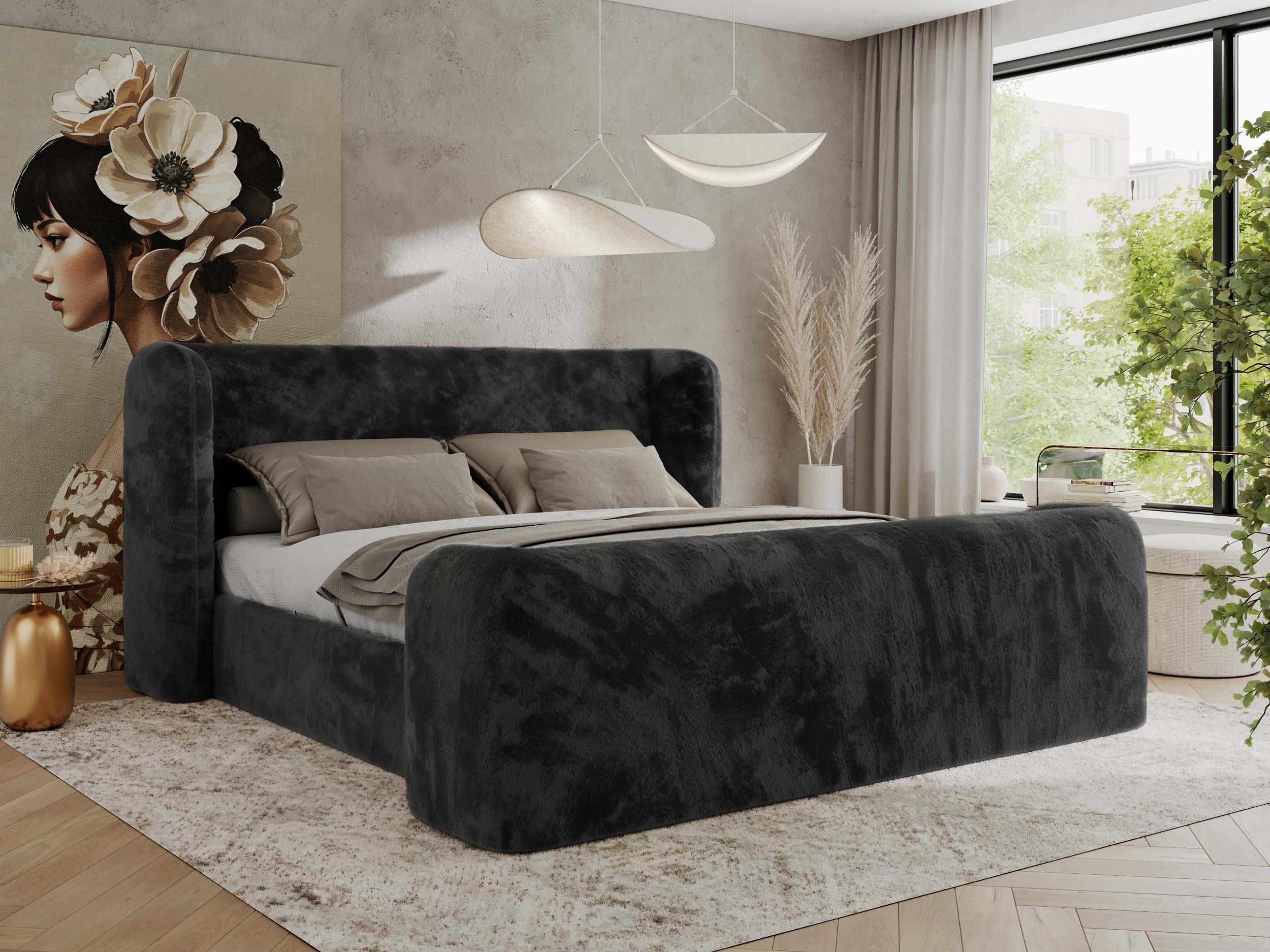 wohnli-moebel-suche-800001265239-1 POLSTERBETT EMORA CLASSIC DUO 200/200 - Dunkelgrau Plüsch - Pocket-Matratze Textil MKS Möbel > Betten > Polsterbetten Grau
