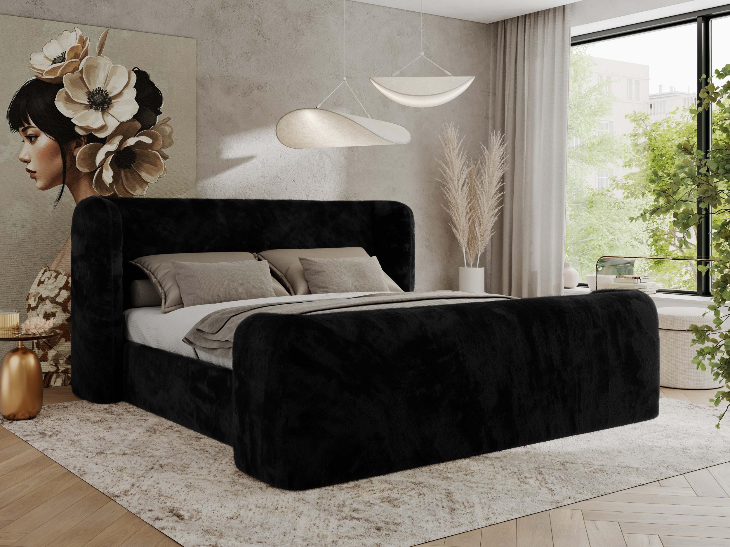wohnli-moebel-suche-800001265244-1 POLSTERBETT EMORA CLASSIC DUO 160/200 - Schwarz Plüsch - Schaum-Matratze Textil MKS Möbel > Betten > Polsterbetten Schwarz