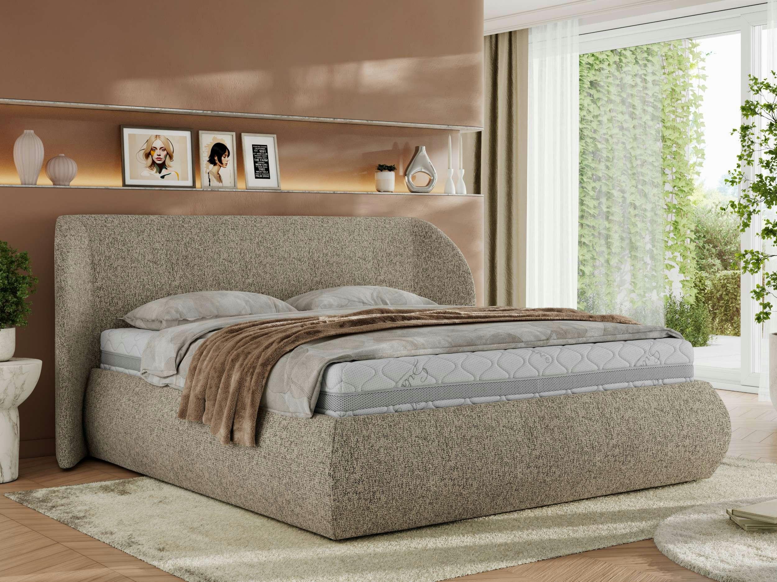 wohnli-moebel-suche-800001265247-1 POLSTERBETT CAELA CLASSIC 140/200 - Dunkelbeige Strukture - Schaum-Matratze Textil MKS Möbel > Betten > Polsterbetten Beige