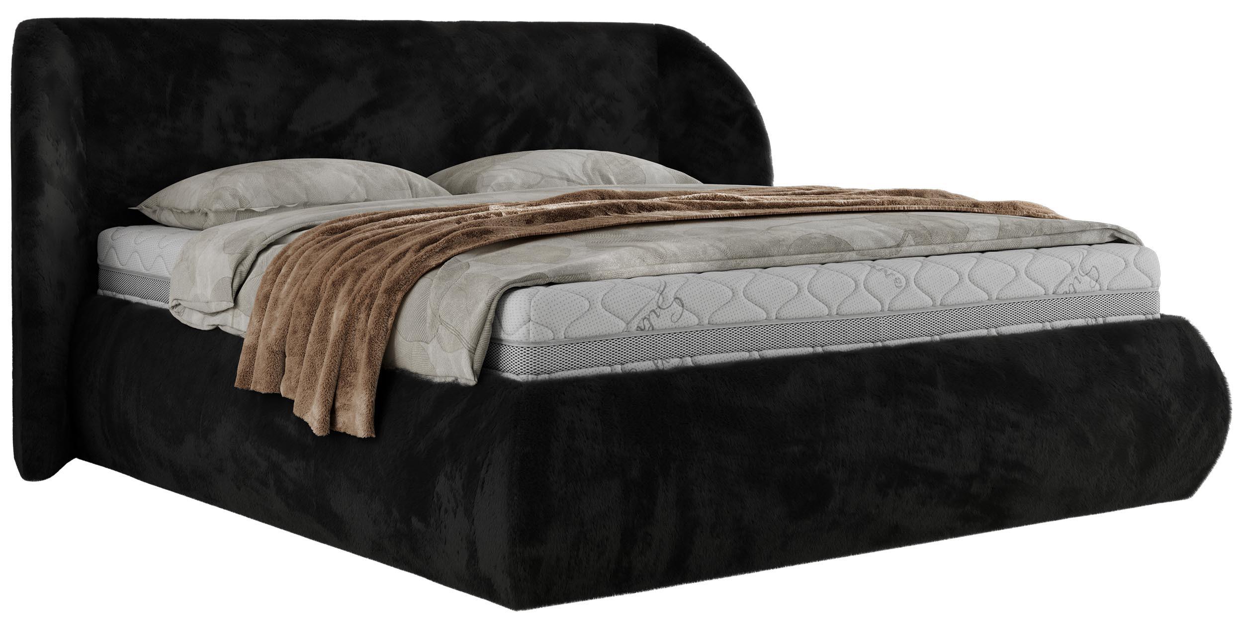 Wohnli Möbelsuche - POLSTERBETT CAELA CLASSIC 160/200 - Schwarz Plüsch - ohne Matratze