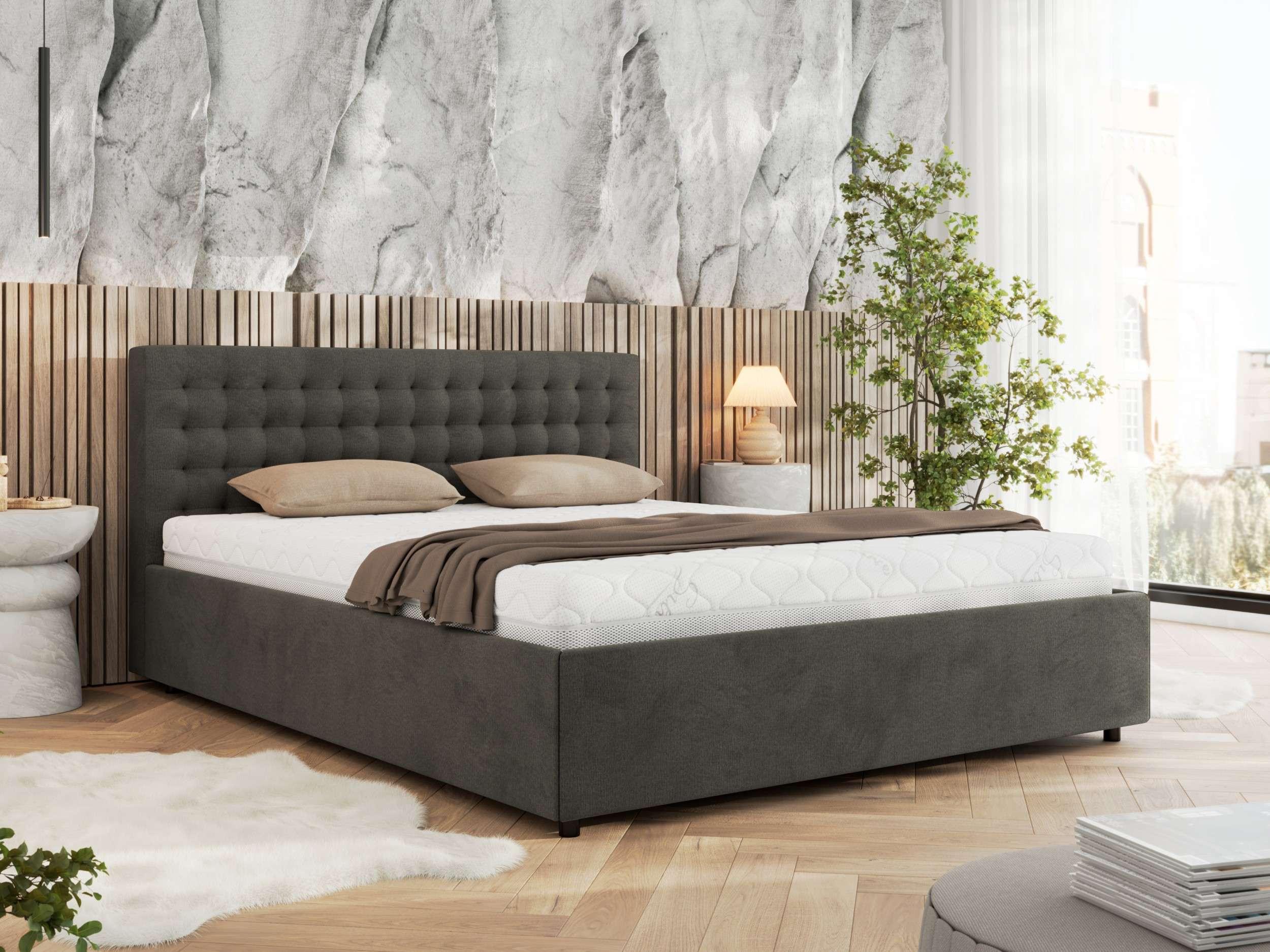 wohnli-moebel-suche-800001265309-1 POLSTERBETT PAVO CLASSIC 180/200 - Dunkelgrau Velvet - Pocket-Matratze Textil MKS Möbel > Betten > Polsterbetten Grau