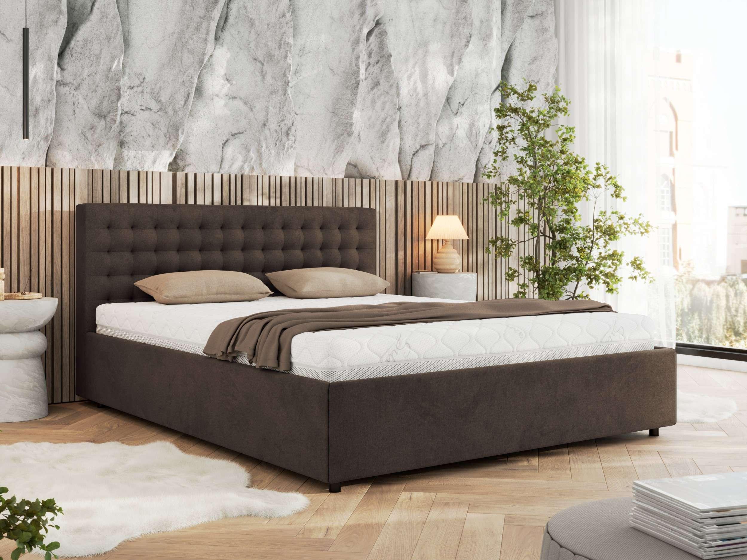 wohnli-moebel-suche-800001265357-1 POLSTERBETT PAVO CLASSIC 180/200 - Braun Velvet - Schaum-Matratze Textil MKS Möbel > Betten > Polsterbetten Braun