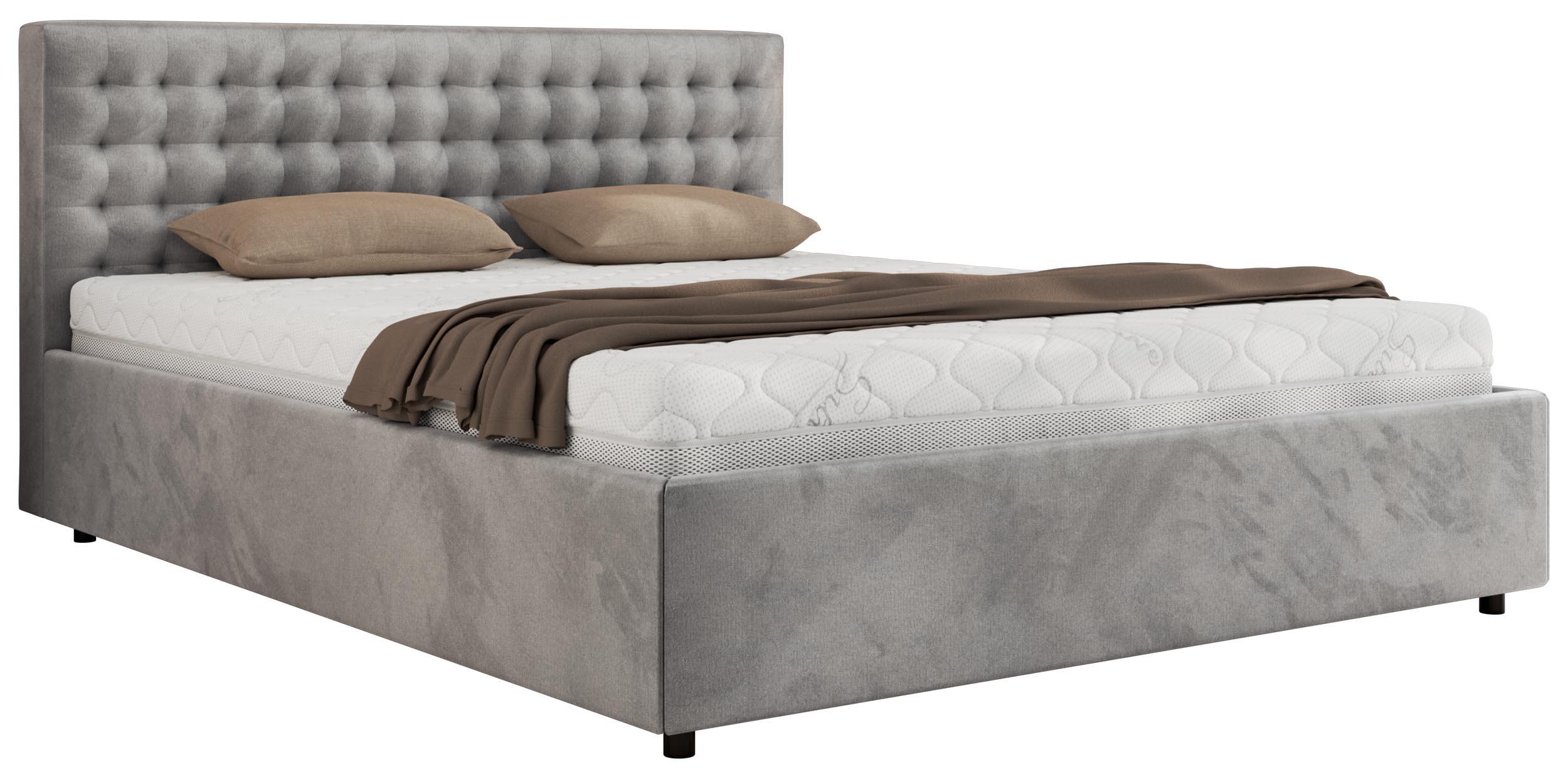 Wohnli Möbelsuche - POLSTERBETT PAVO CLASSIC 180/200 - Hellgrau Velvet - Pocket-Matratze