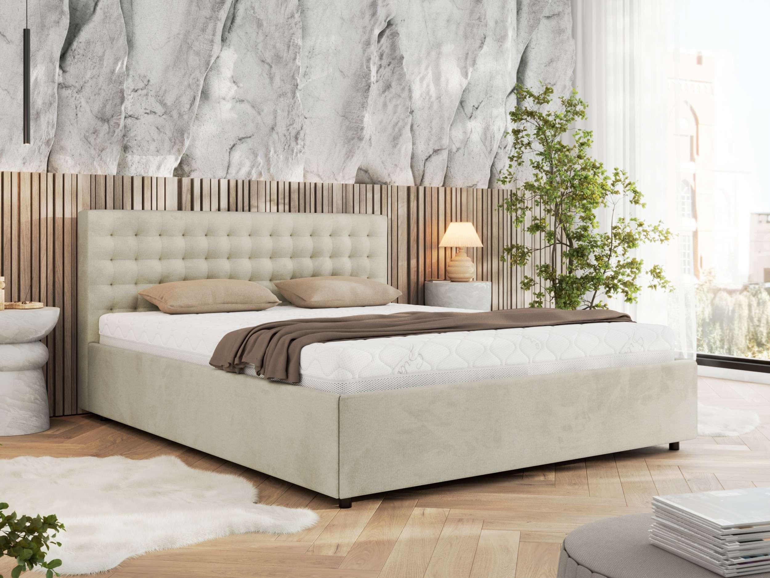 wohnli-moebel-suche-800001265404-1 POLSTERBETT PAVO CLASSIC 200/200 - Beige Velvet - Schaum-Matratze Textil MKS Möbel > Betten > Polsterbetten Beige