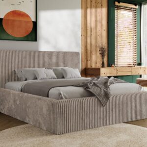 wohnli-moebel-suche-800001265406-1 POLSTERBETT TILIANO CLASSIC 160/200 - Hellbraun Cord - Schaum-Matratze Textil MKS Möbel > Betten > Polsterbetten Braun