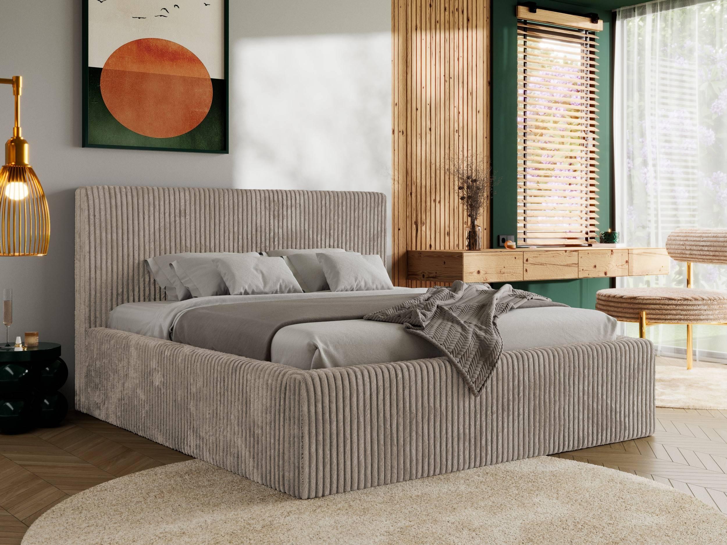 POLSTERBETT TILIANO CLASSIC 200/200 - Hellbraun Cord - Schaum-Matratze Textil MKS Möbel > Betten > Polsterbetten Braun