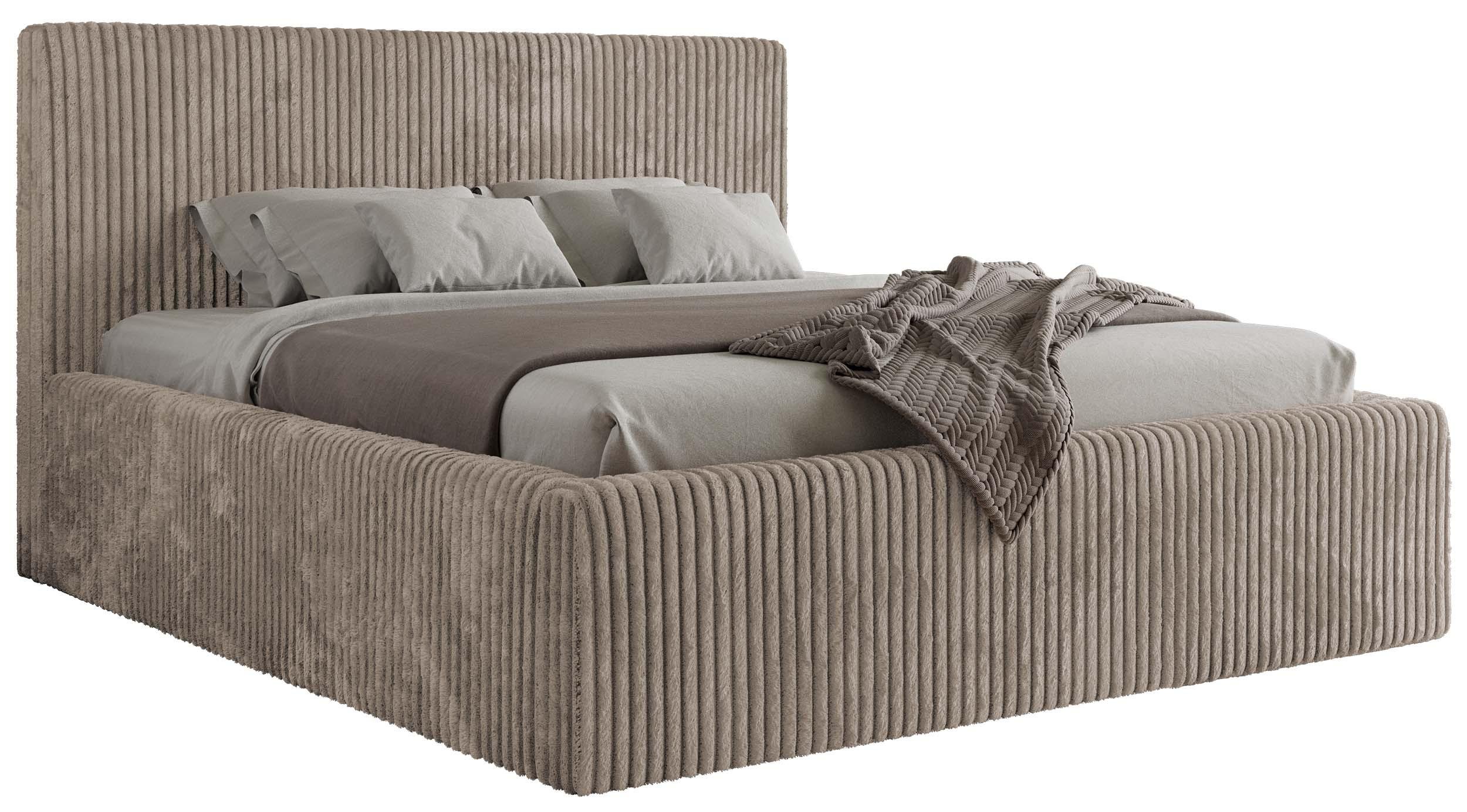 wohnli-moebel-suche-800001265538 Wohnli Möbelsuche - POLSTERBETT TILIANO CLASSIC 200/200 - Hellbraun Cord - Multipocket-Matratze