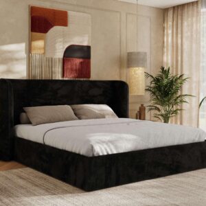 POLSTERBETT EMORA CLASSIC 200/200 - Schwarz Plüsch - Multipocket-Matratze Textil MKS Möbel > Betten > Polsterbetten Schwarz