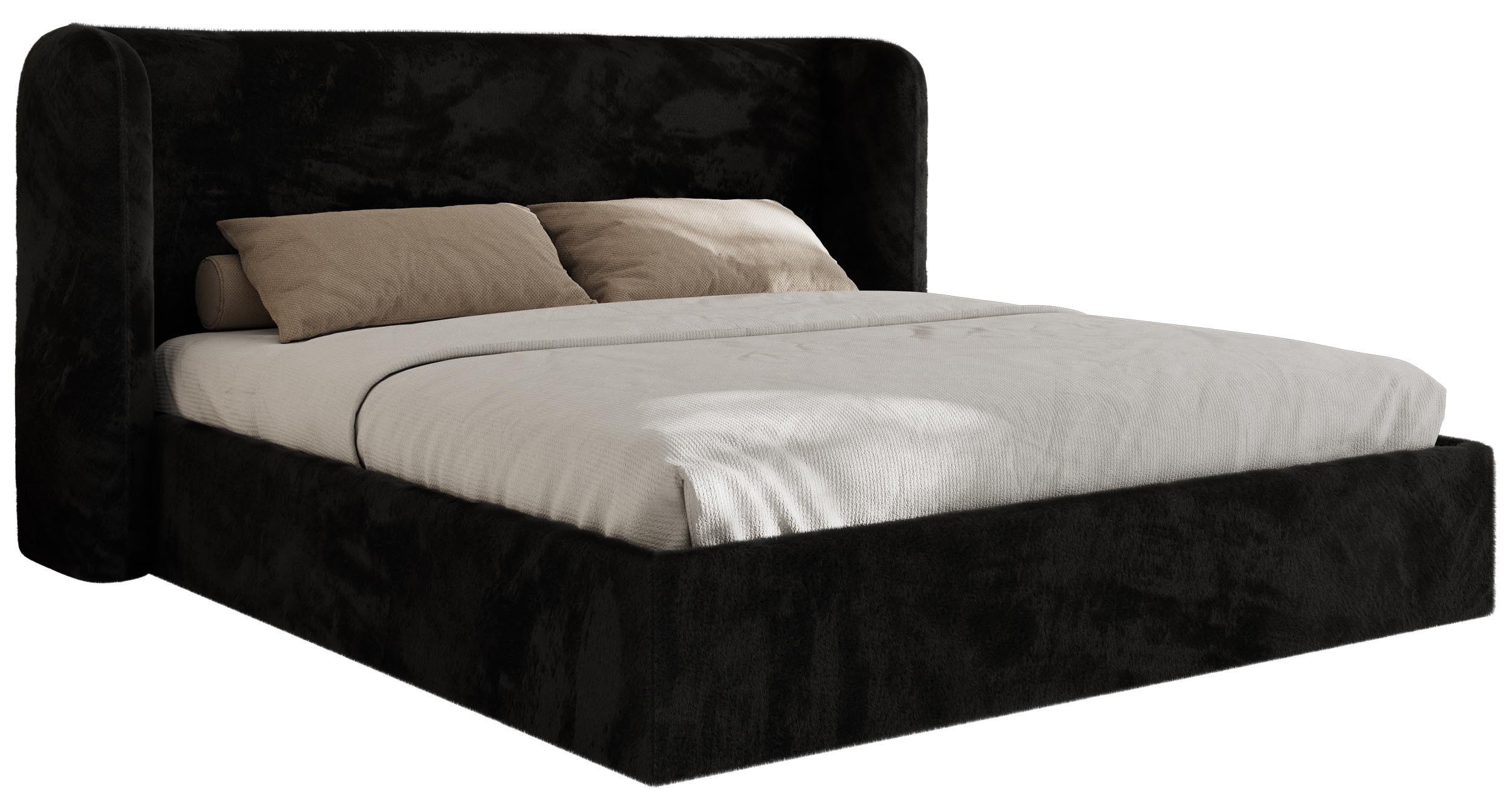 Wohnli Möbelsuche - POLSTERBETT EMORA CLASSIC 200/200 - Schwarz Plüsch - Multipocket-Matratze
