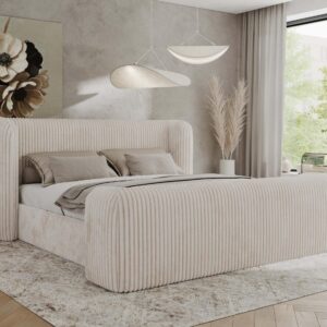 POLSTERBETT EMORA CLASSIC DUO 180/200 - Beige Cord - Pocket-Matratze Textil MKS Möbel > Betten > Polsterbetten Beige