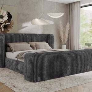 wohnli-moebel-suche-800001267711-1 POLSTERBETT EMORA CLASSIC DUO 160/200 - Grau Cord - ohne Matratze Textil MKS Möbel > Betten > Polsterbetten Grau