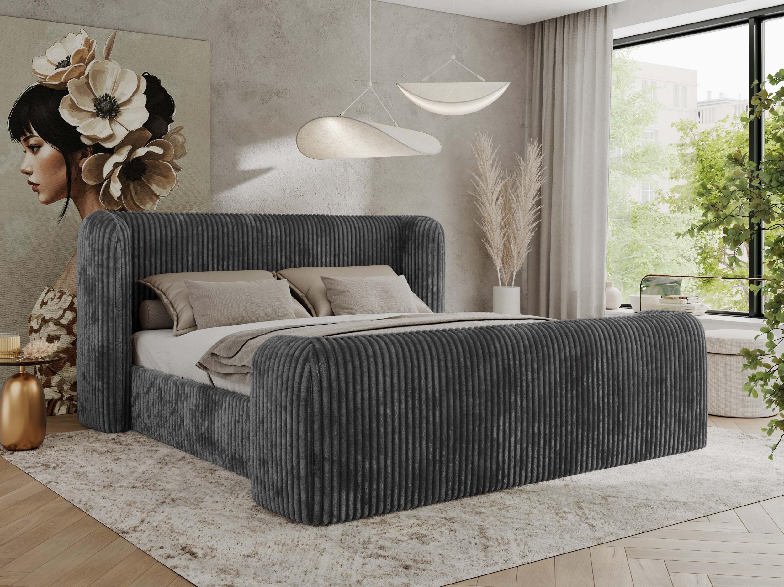 wohnli-moebel-suche-800001267711-1 POLSTERBETT EMORA CLASSIC DUO 160/200 - Grau Cord - ohne Matratze Textil MKS Möbel > Betten > Polsterbetten Grau