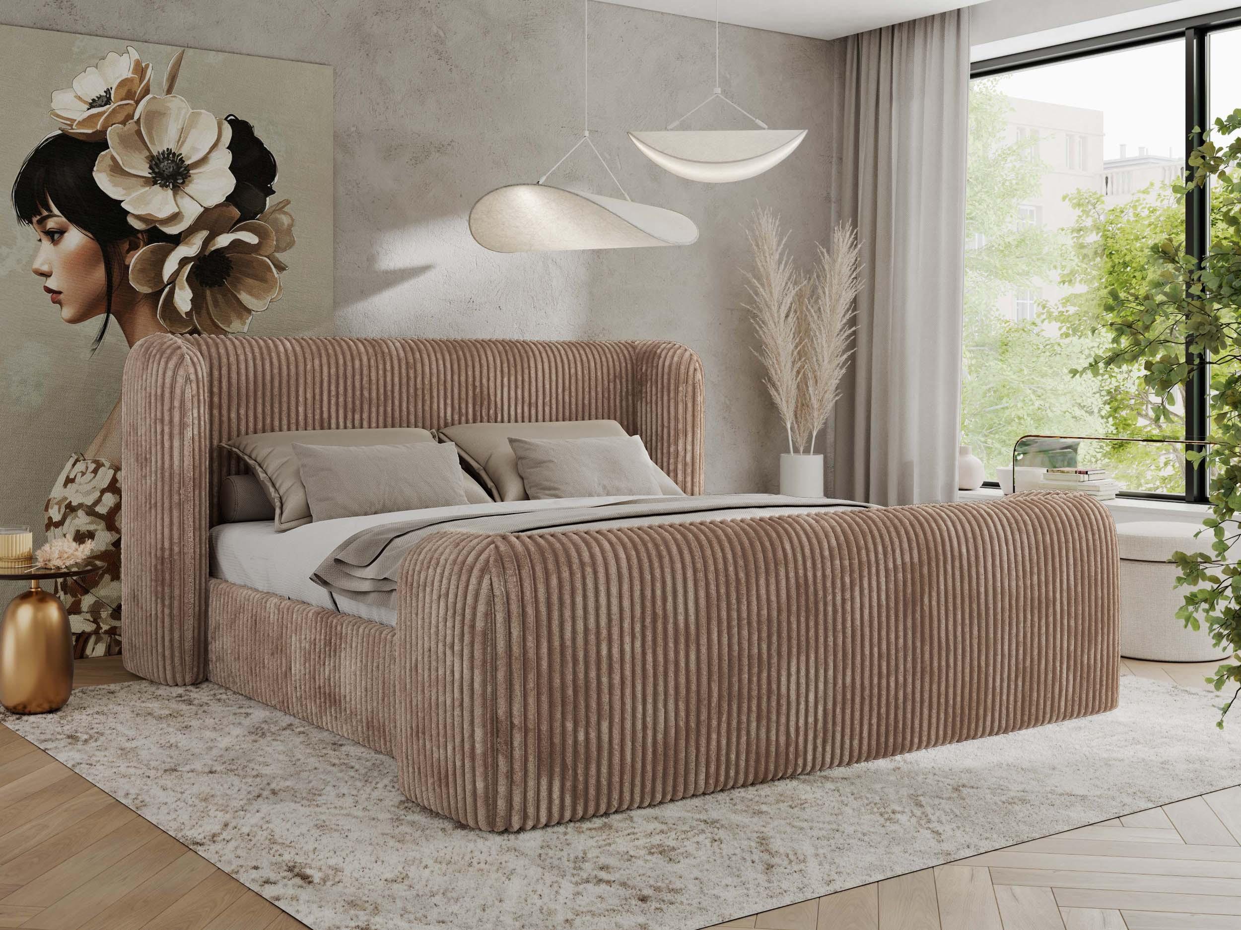 POLSTERBETT EMORA CLASSIC DUO 200/200 - Braun Cord - Pocket-Matratze Textil MKS Möbel > Betten > Polsterbetten Braun