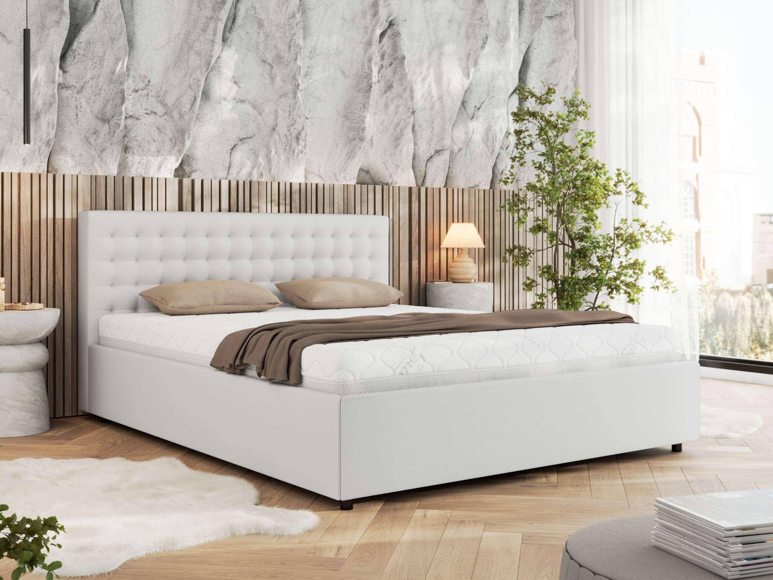 wohnli-moebel-suche-800001267837-1 POLSTERBETT PAVO CLASSIC 200/200 - Weiß Kunstleder - Multipocket-Matratze Textil MKS Möbel > Betten > Polsterbetten Weiß