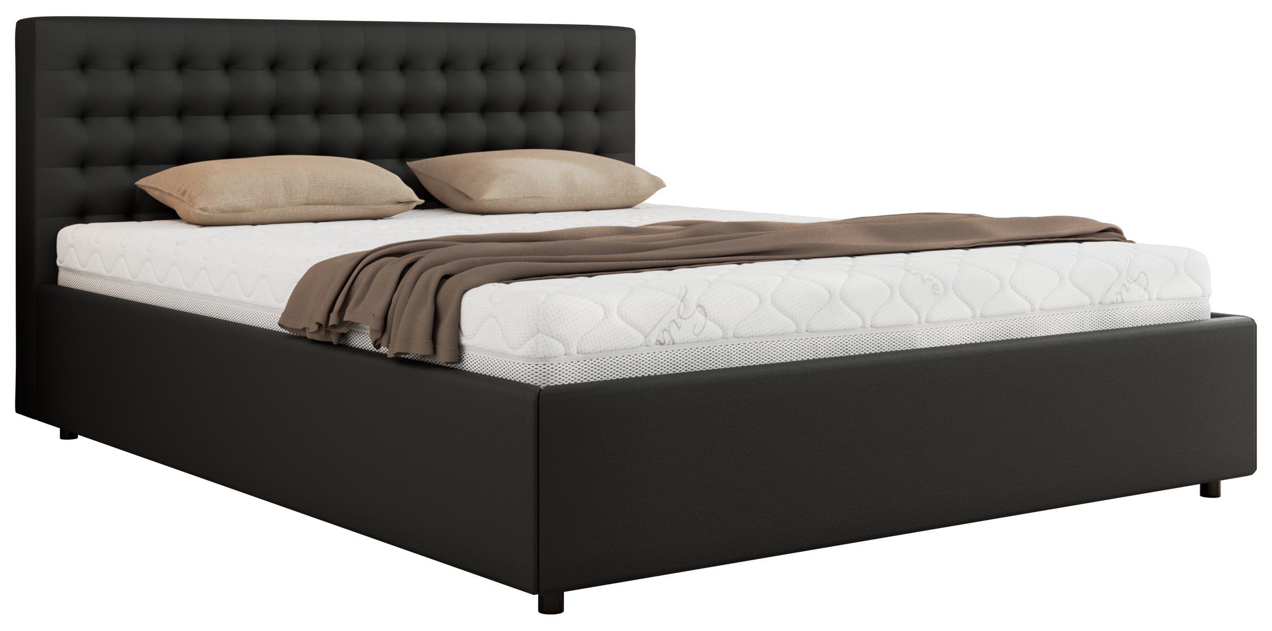 wohnli-moebel-suche-800001267891 Wohnli Möbelsuche - POLSTERBETT PAVO CLASSIC 200/200 - Schwarz Kunstleder - Schaum-Matratze