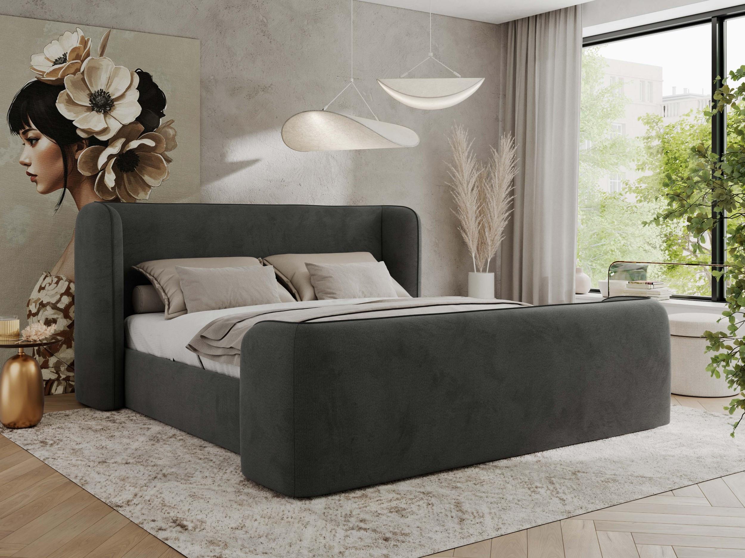 wohnli-moebel-suche-800001267962-1 POLSTERBETT EMORA CLASSIC DUO 160/200 - Dunkelgrau Velvet - Multipocket-Matratze Textil MKS Möbel > Betten > Polsterbetten Grau