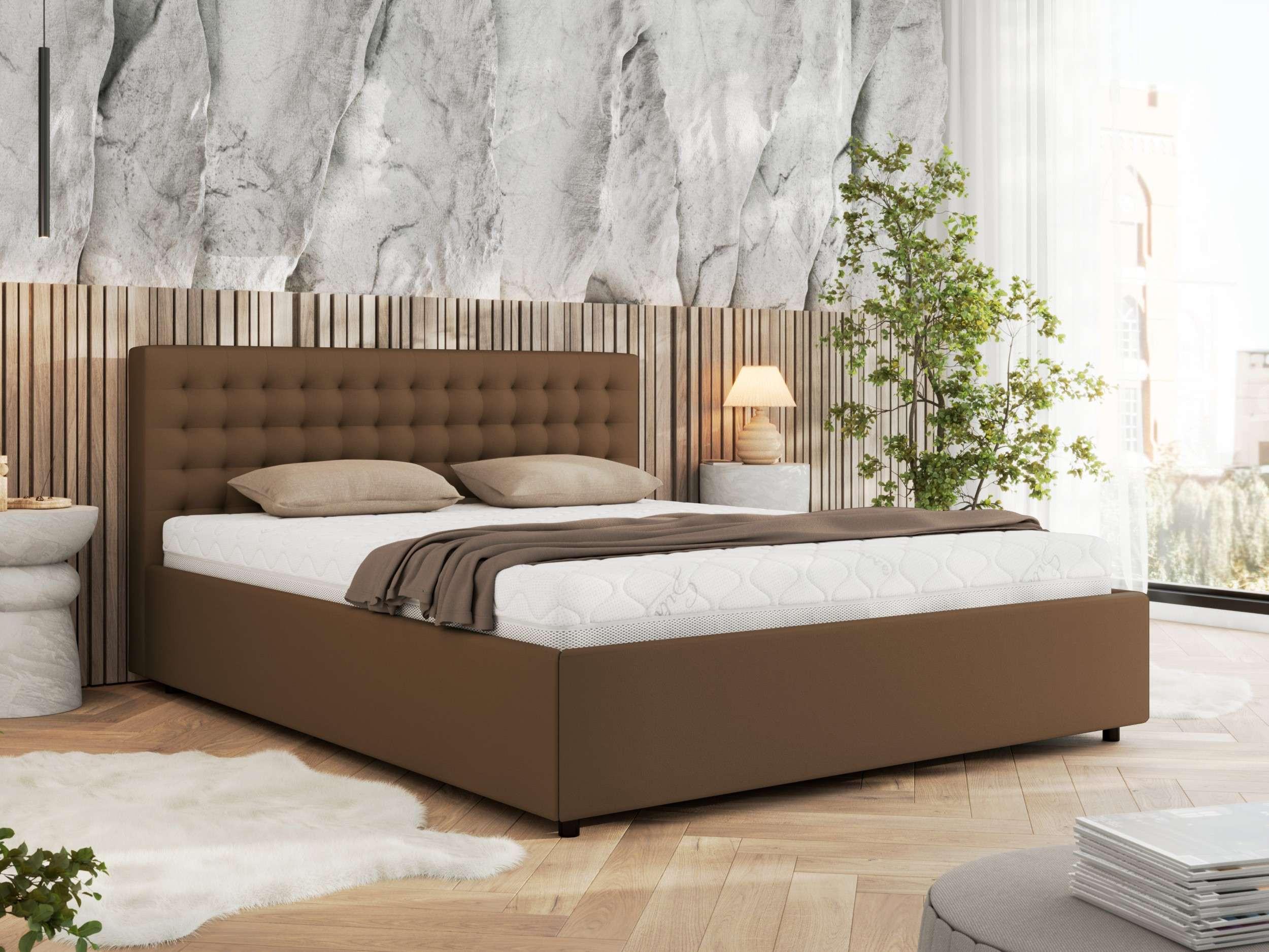 POLSTERBETT PAVO CLASSIC 200/200 - Braun Kunstleder - Schaum-Matratze Textil MKS Möbel > Betten > Polsterbetten Braun