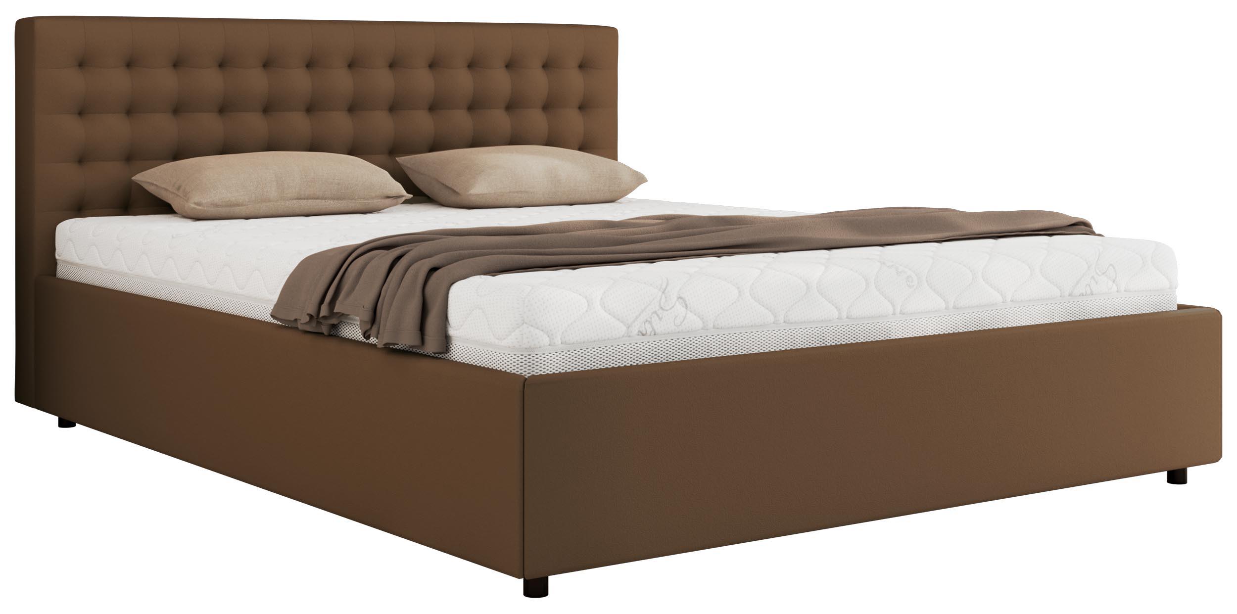 Wohnli Möbelsuche - POLSTERBETT PAVO CLASSIC 200/200 - Braun Kunstleder - Schaum-Matratze