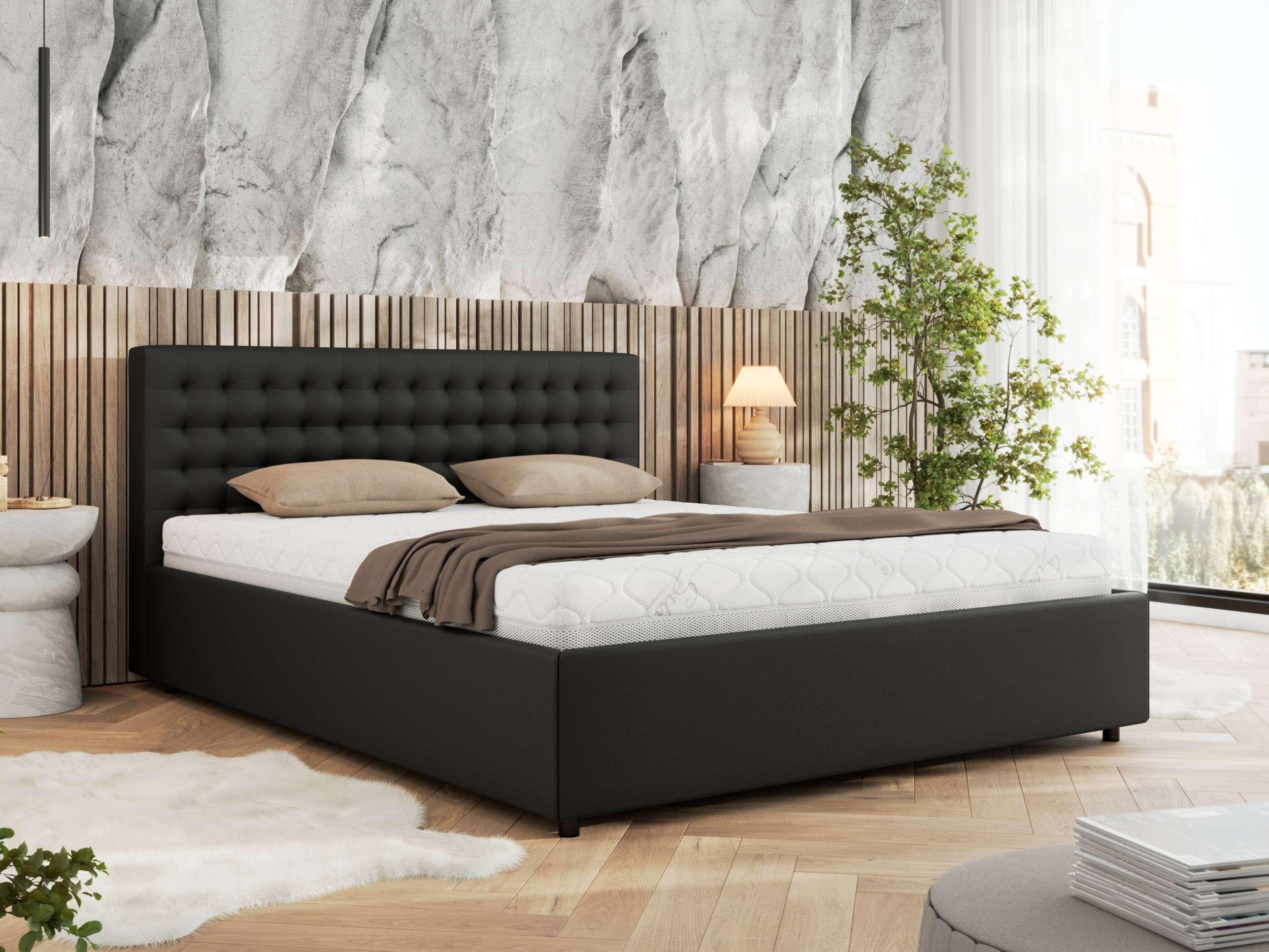 wohnli-moebel-suche-800001267987-1 POLSTERBETT PAVO CLASSIC 200/200 - Schwarz Kunstleder - Pocket-Matratze Textil MKS Möbel > Betten > Polsterbetten Schwarz