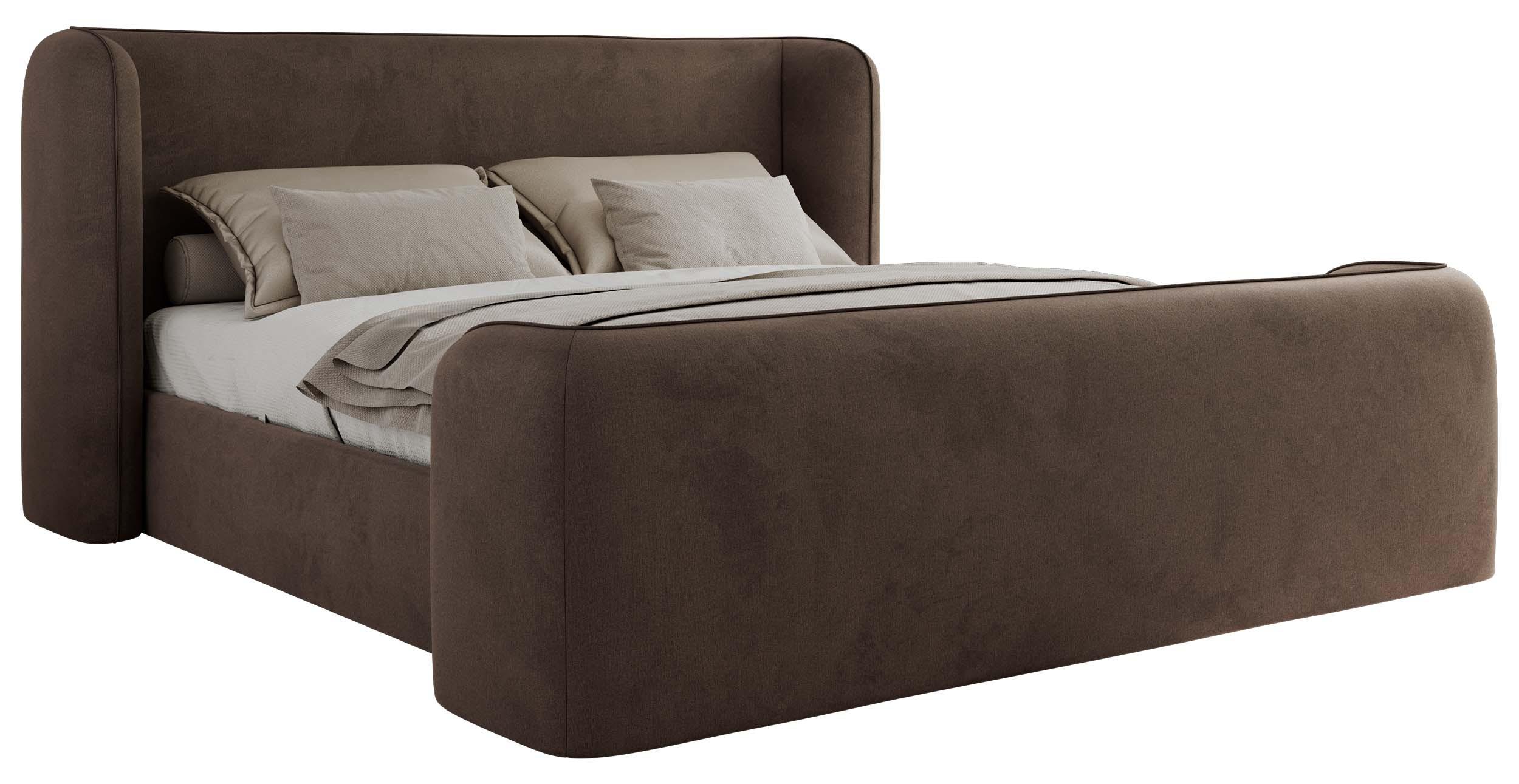 Wohnli Möbelsuche - POLSTERBETT EMORA CLASSIC DUO 200/200 - Braun Velvet - Pocket-Matratze