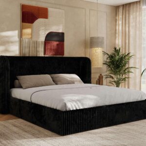 wohnli-moebel-suche-800001268153-1 POLSTERBETT EMORA CLASSIC 200/200 - Schwarz Cord - Multipocket-Matratze Textil MKS Möbel > Betten > Polsterbetten Schwarz