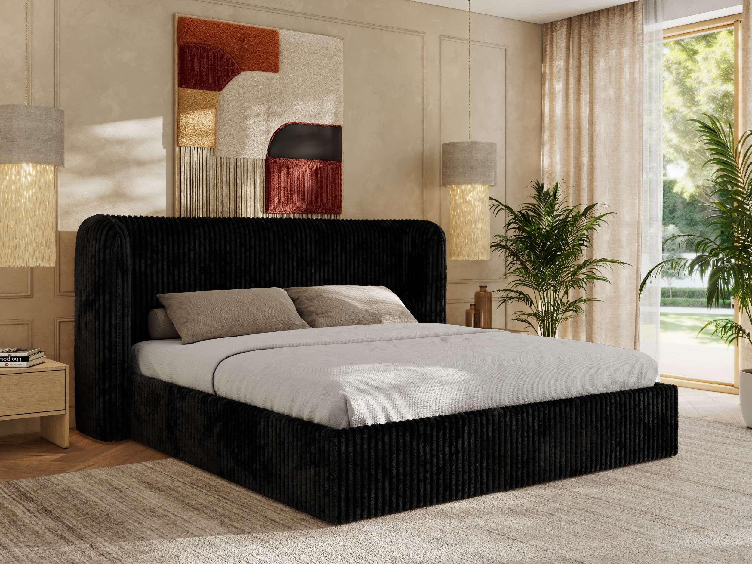 wohnli-moebel-suche-800001268153-1 POLSTERBETT EMORA CLASSIC 200/200 - Schwarz Cord - Multipocket-Matratze Textil MKS Möbel > Betten > Polsterbetten Schwarz