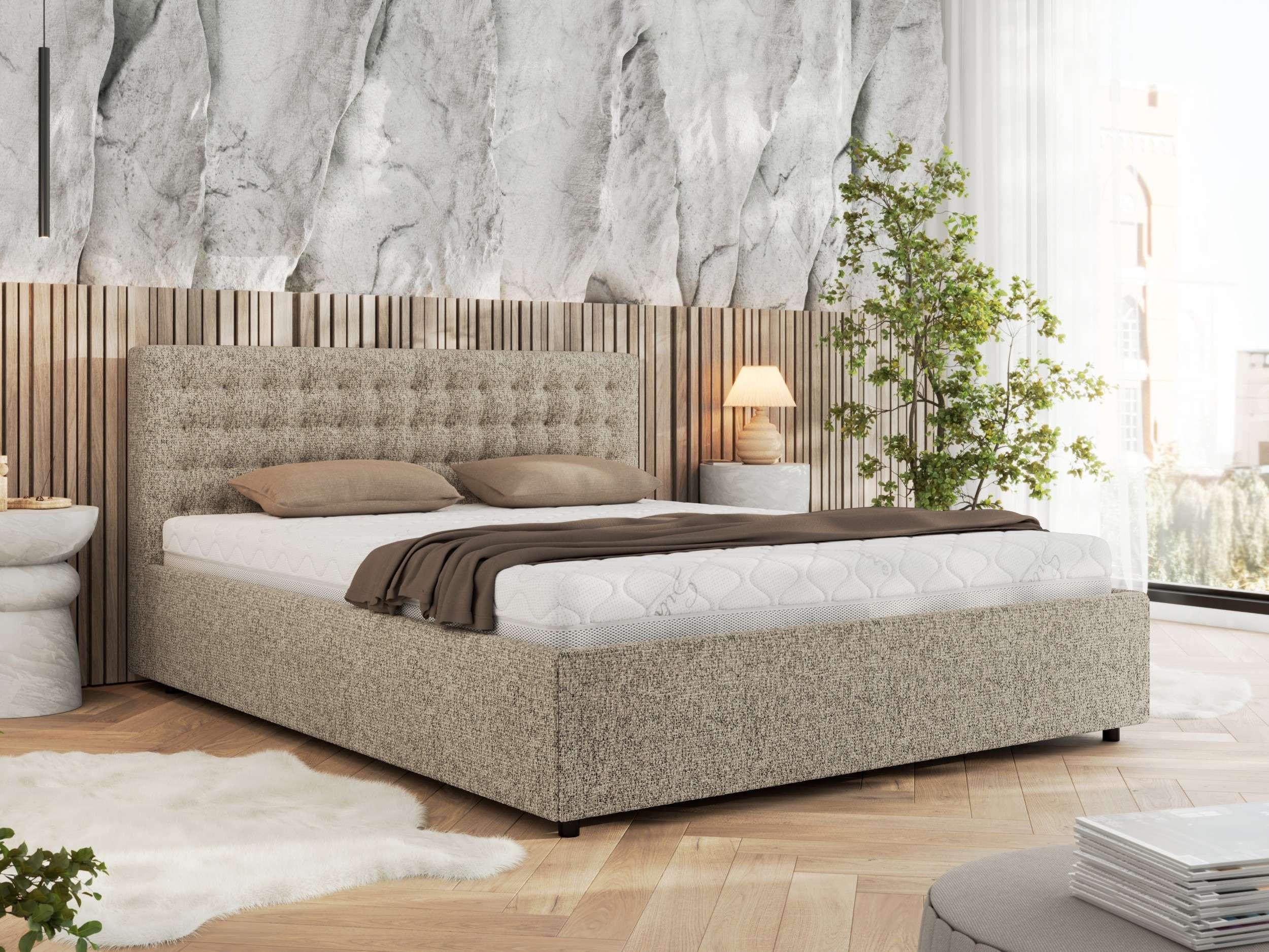wohnli-moebel-suche-800001268158-1 POLSTERBETT PAVO CLASSIC 180/200 - Dunkelbeige Strukture - Schaum-Matratze Textil MKS Möbel > Betten > Polsterbetten Taupe