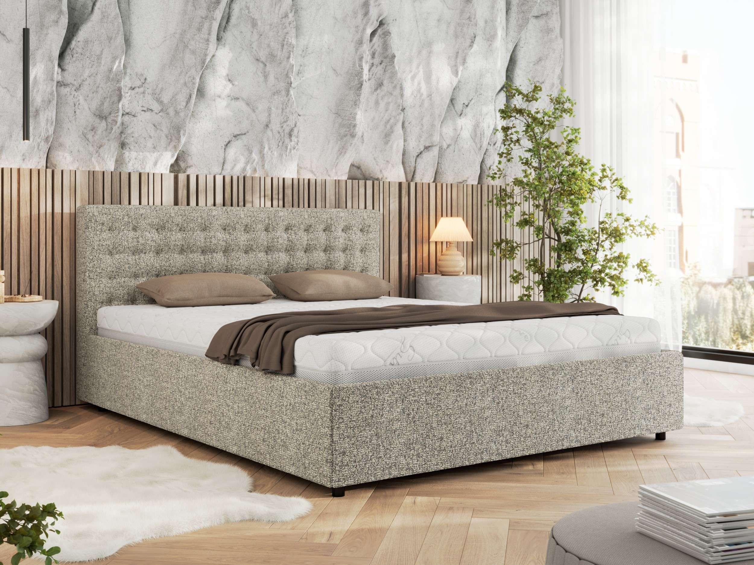 wohnli-moebel-suche-800001268187-1 POLSTERBETT PAVO CLASSIC 200/200 - Beige Strukture - Schaum-Matratze Textil MKS Möbel > Betten > Polsterbetten Beige