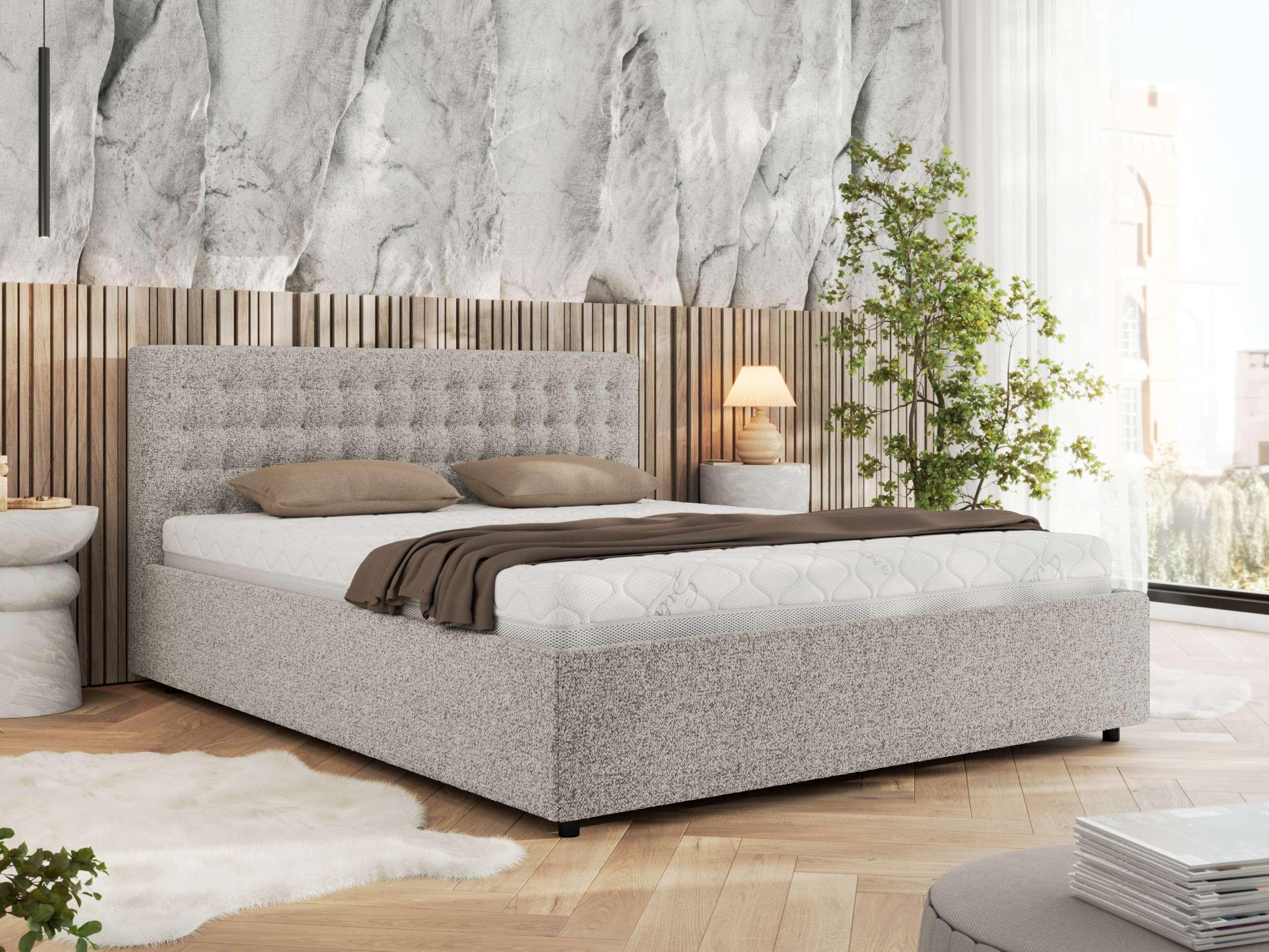 wohnli-moebel-suche-800001268203-1 POLSTERBETT PAVO CLASSIC 180/200 - Hellgrau Strukture - Multipocket-Matratze Textil MKS Möbel > Betten > Polsterbetten Grau