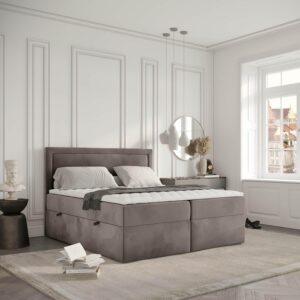 wohnli-moebel-suche-800001270377-1 BOXBETT Jodan 120/200 cm Taupe im Magic Velvet Stoff Textil AltaBeds Möbel > Betten > Boxspringbetten Taupe