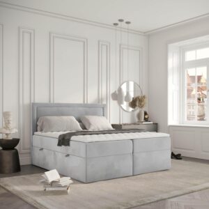 wohnli-moebel-suche-800001270393-1 BOXBETT Jodan 200/200 cm Hellgrau im Magic Velvet Stoff Textil AltaBeds Möbel > Betten > Boxspringbetten Grau