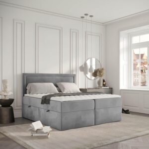 wohnli-moebel-suche-800001270432-1 BOXBETT Jodan 160/200 cm Grau im Magic Velvet Stoff Textil AltaBeds Möbel > Betten > Boxspringbetten Grau