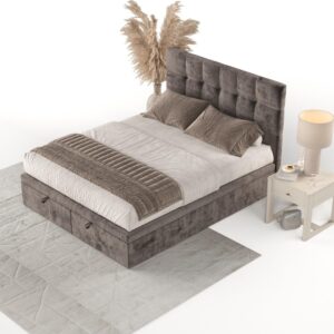 POLSTERBETT Guam mit Stauraum 140/200 cm Braun im Lotta Stoff Textil AltaBeds Möbel > Betten > Polsterbetten Braun