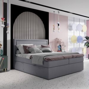 wohnli-moebel-suche-800001270767-1 BOXBETT Jodan 160/200 cm Grau im Megan Stoff Textil AltaBeds Möbel > Betten > Boxspringbetten Grau