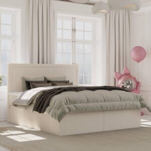 BOXBETT Jodan 140/200 cm Beige im Baloo Stoff Textil AltaBeds Möbel > Betten > Boxspringbetten Beige