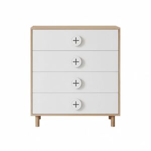 NACHTSCHRÄNKCHEN Modern Weiß Holzoptik mit 4 Schubladen 80×54×90 cm Holzwerkstoff Urban Meuble Möbel > Kommoden & Schubladenschränke > Nachttische Weiß