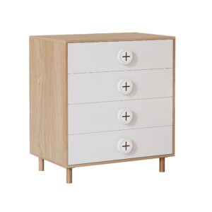 wohnli-moebel-suche-800001280080 Wohnli Möbelsuche - NACHTSCHRÄNKCHEN Modern Weiß Holzoptik mit 4 Schubladen 80×54×90 cm