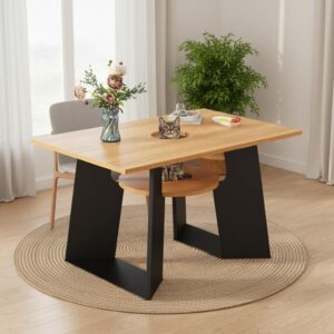 wohnli-moebel-suche-800001280083-1 ESSTISCH Haustierfreundlich Holz-Schwarz mit Ablage & Katzenbereich Holzwerkstoff Urban Meuble Möbel > Tische > Esstische Weiß