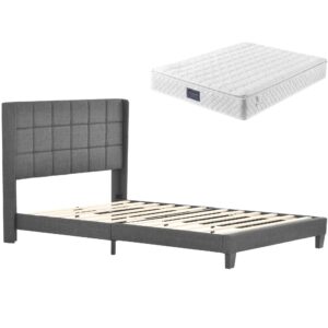 wohnli-moebel-suche-800001280097 Wohnli Möbelsuche - POLSTERBETT Grau Leinen mit Matratze & Lattenrost 140×200 cm