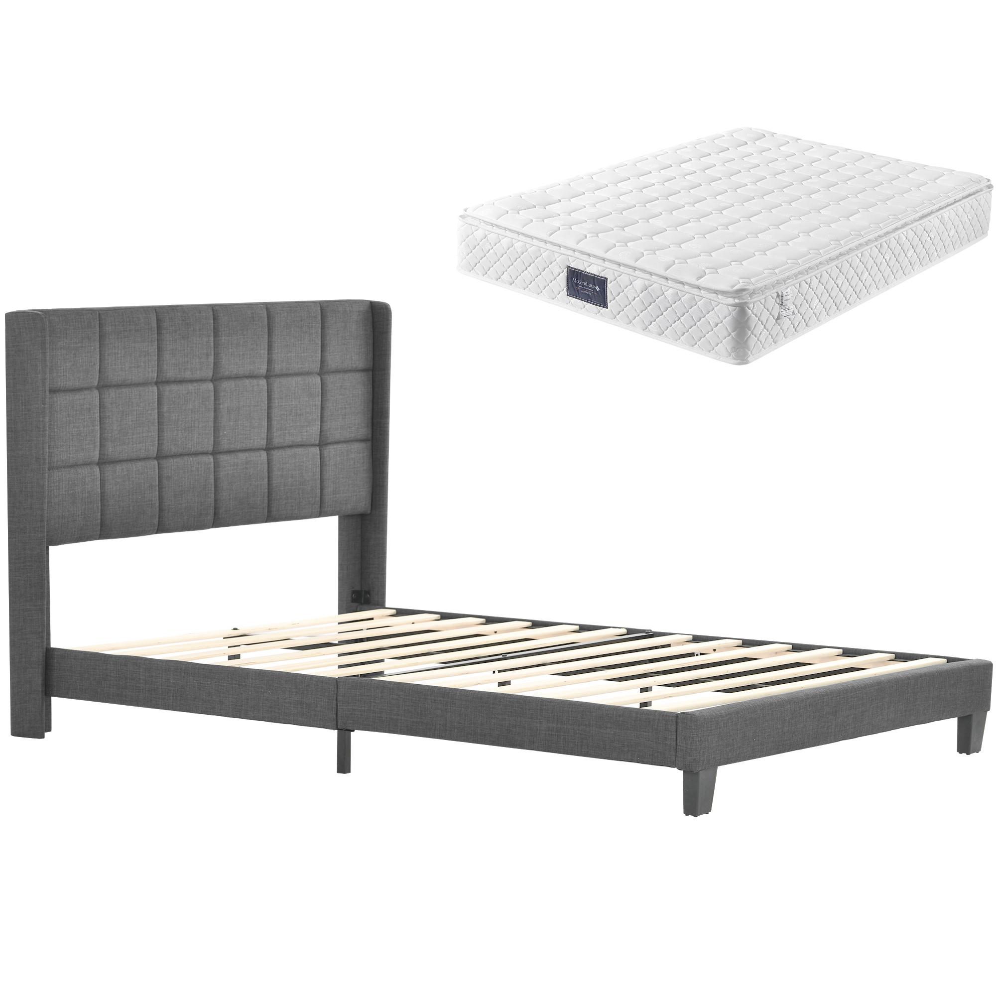 wohnli-moebel-suche-800001280097 Wohnli Möbelsuche - POLSTERBETT Grau Leinen mit Matratze & Lattenrost 140×200 cm