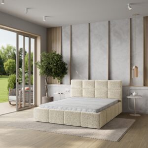 wohnli-moebel-suche-800001281269-1 POLSTERBETT COMO 140x200 cm mit Bettkästen - Creme Holz MASSENO Möbel > Betten > Polsterbetten Weiß