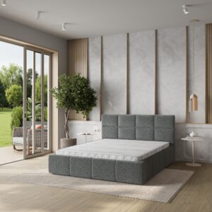 wohnli-moebel-suche-800001281274-1 POLSTERBETT COMO 160x200 cm mit Bettkästen - Grau Holz MASSENO Möbel > Betten > Polsterbetten Grau